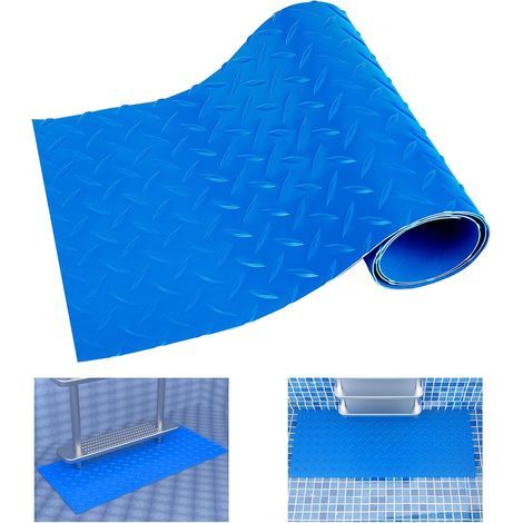 Pool ladder mat, non-slip pool mat, pool stair mat, non-slip step mat, blue chevrons 40×90 cm. (1/5)