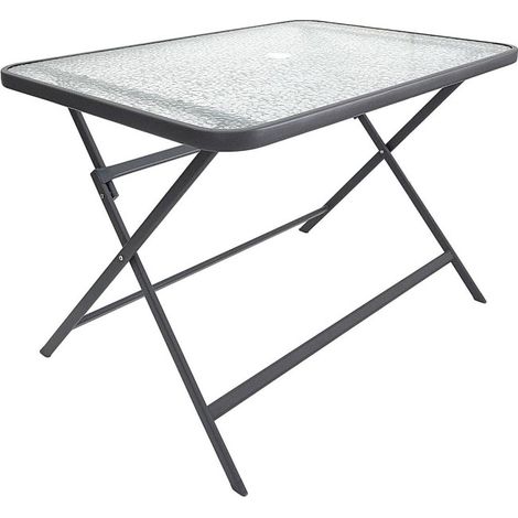 Table de Jardin en Verre "Formentera" 110cm Gris (1/5)