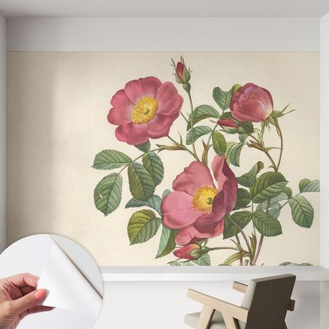 Papier peint autocollant Mural avec colle pour salon et chambre Décoration murale rapide Motif de roses 152x104 cm (1/5)