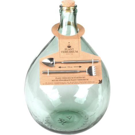 Kit de démarrage pour plante en terrarium en verre et inox - 15L - D 30,3 x H 44,4 cm - Livraison gratuite (1/5)