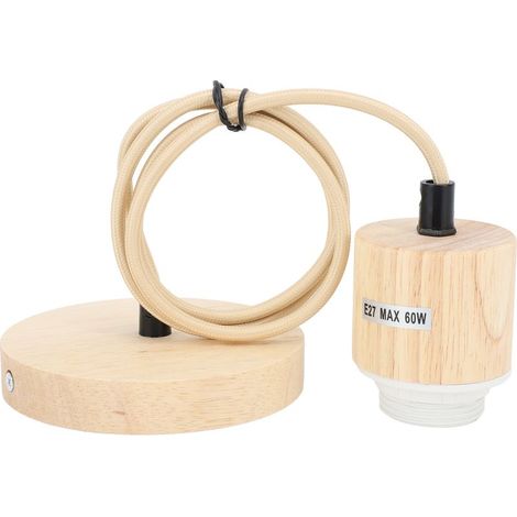 Hängeleuchte aus Holz, Vintage-Lampenfassung aus Birkenholz mit 1 Meter Kabel, E27/E26-Fassung, rustikale Hängelampe für den Innenbereich (1/5)