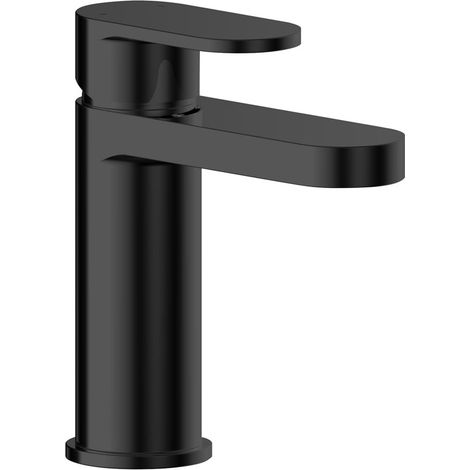 Nuie Binsey Mono Basin Mixer Tap with Push Button Waste - Matt Black