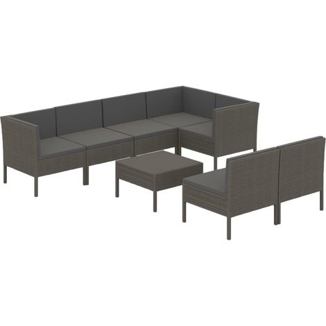 Maison Exclusive - 8-tlg. Garten-Lounge-Set mit Auflagen Poly Rat