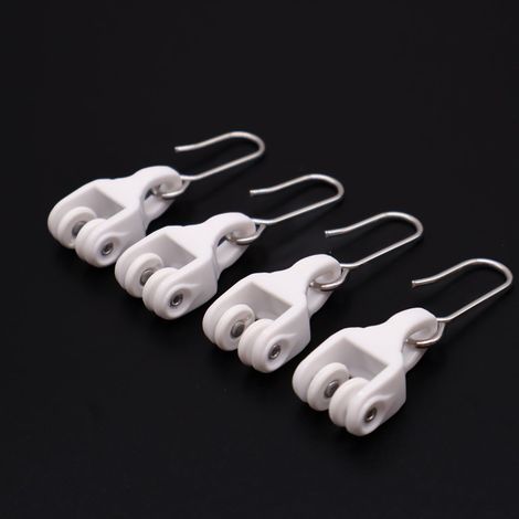 Rail courbe en plastique POM de haute qualité avec roue intégrée + ensemble de crochets en acier inoxydable, accessoires de poulie silencieuse (15 pièces) (1/5)
