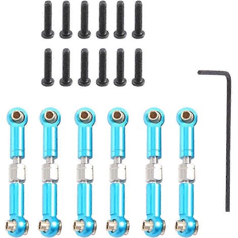 6 Stück verstellbare Metall-Zugstangen für Servos vorne/hinten für RC-Cars, Blau-JXLGV (1/5)