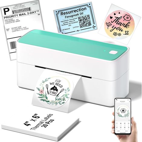 241BT lmprimante Thermique Etiquette 4x6, Imprimante Etiquette Expedition, Bluetooth Imprimante sans Encre pour Le Bureau, Compatible avec DHL, UPS, Amazon, Ebay, Shopify, Vert (1/5)