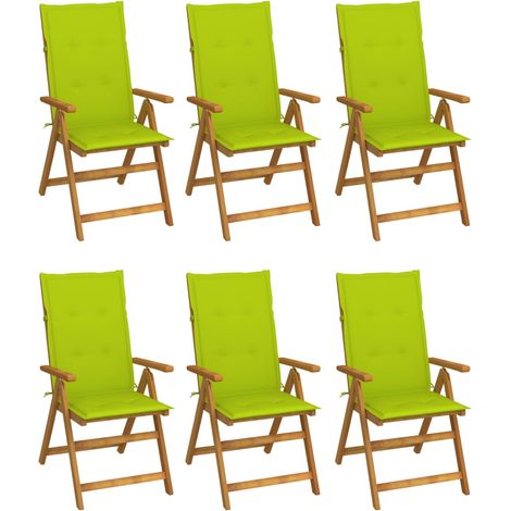 Lot de 6 Chaises de jardin pliables - Chaises d'extérieur pour terrasse/jardin avec coussins Bois d'acacia BV550367 - BonneVie (1/5)