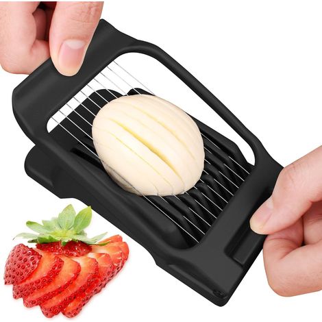 Coupe-œufs adapté aux œufs durs. Coupe-œufs pour trancher les œufs. Coupe-fraises. Coupe-tomates robuste en aluminium. Coupe-œufs multifonctionnel en fil d'acier inoxydable. (1/5)