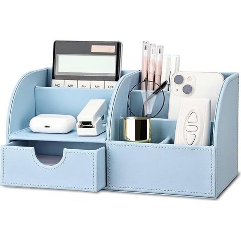 Organiseur de bureau en similicuir PU, pot à crayons, boîte de rangement pour fournitures de bureau, accessoires de bureau (1/5)