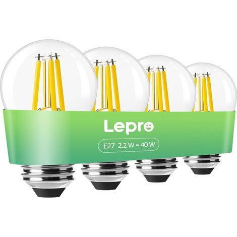 Ampoules LED E27 G45 470LM, 2.2W ≈ 40W, 2700K, Angle 300°, 4 Pcs (1/5)