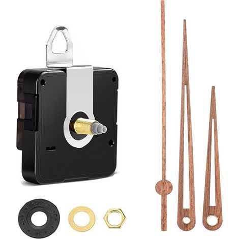 Mécanisme d'Horloge Murale Silencieux - Mouvement à Quartz sans Bruit avec Grande Aiguille des Secondes, Compatible Horloge 30 cm (12"), Kit DIY de Remplacement avec Grandes Aiguilles (1/5)