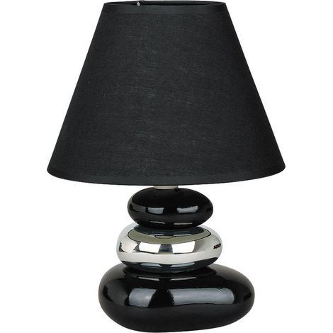 lampada da tavolo Salem ceramica tessuto nero / argento Ø18cm H: 25cm con interruttore incorporato (1/4)