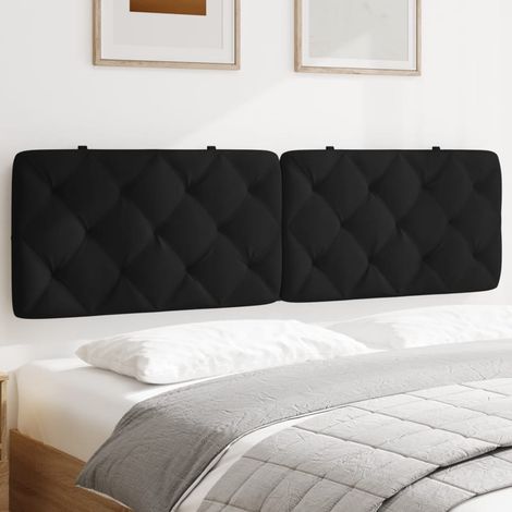 Coussin tête de lit 180 cm en velours noir rembourré en mousse, 185 x 6 x 48 cm - PANGIVO (1/5)