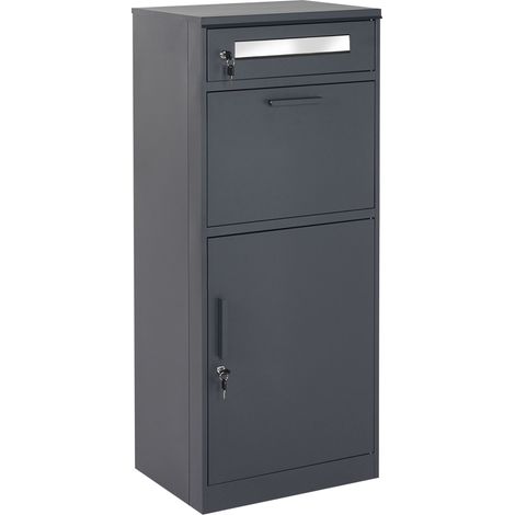 Paketbriefkasten mit Briefeinwurf CISTERNINO 53 cm 39 cm Metall Graphitgrau (1/5)