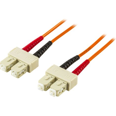 Jarretière fibre optique OM1, SC-SC, duplex, UPC, 62,5/125, 0,5 m, pour liaison et raccordement de réseau fibre optique (1/2)