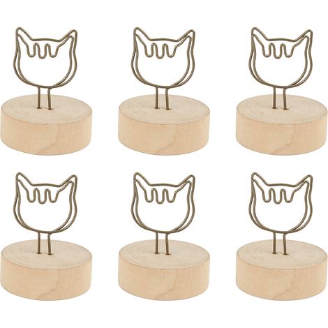 Lot de 10 porte-cartes de visite en bois en forme de chat avec base numérotée - Porte-cartes de visite vertical simple et mignon pour la décoration de table.