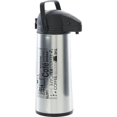 Thermos à pompe 1,9 L en acier inoxydable – Design moderne – Résistant à la corrosion – Pour boissons chaudes et froides – Secret De Gourmet