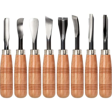 Schnitzmeißel-Set, 8-teiliges Holzschnitzwerkzeug-Set, Stahlmeißel-Set, Schnitzmesser, Handwerkzeuge