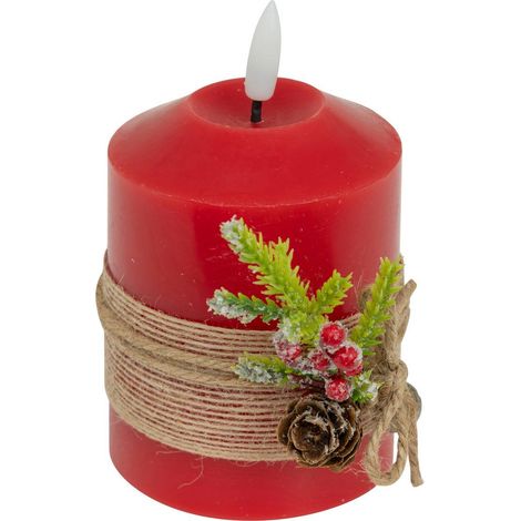 Bougie lumineuse à LED avec déco Noël H 12.5 cm Rouge - Feeric Christmas (1/5)
