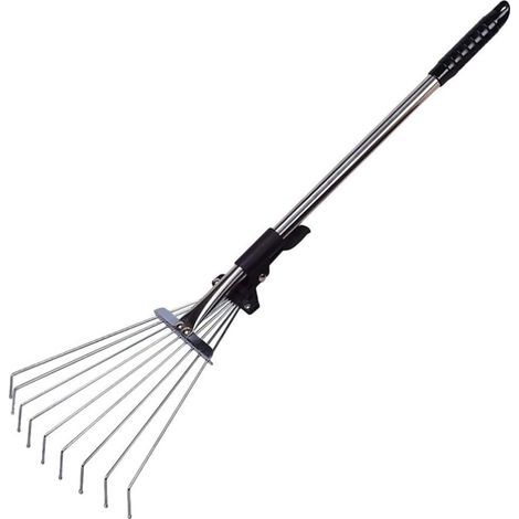 LaBlanc – Garten-Laubharke – verstellbarer Gartenrechen aus Metall, erweiterbarer Unkrautrechen, Lagerrechen für Garten, Rasen und Hof