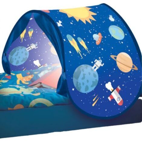 Tente de lit avec lampe de lecture - Dimensions 200 x 70 cm - Tissu durable - Poche de rangement intégrée (1/5)