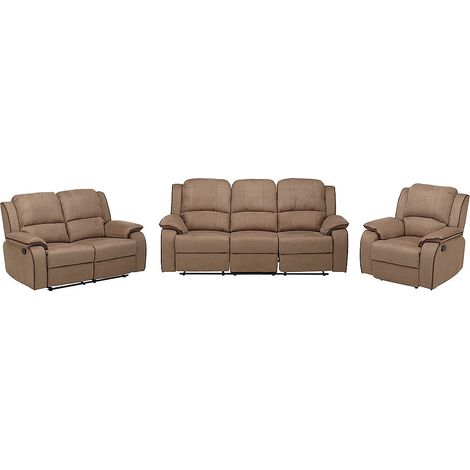 Vente-Unique – Canapé relax 3 places en microfibre taupe – Inclinaison 160° – Garnissage mousse haute résilience – Structure bois et métal