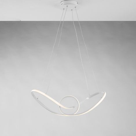 Pendelleuchte aus Metall und Aluminium in Weiß mit integriertem LED 68x24x150