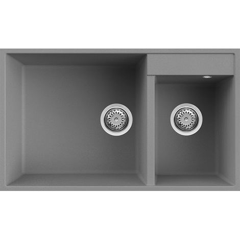 Lavello Elleci Incasso 2 vasche 78,5x47 Quadra 440 Sottotop Metaltek Grigio Titanium LMQ44073BSO (1/3)