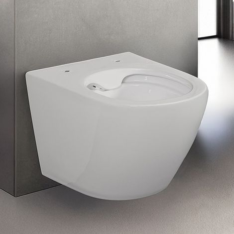 Wc sospeso salvaspazio Rimless in ceramica lucida serie Tokyo (1/5)