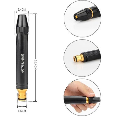 Embout de Buse D'arrosage Haute Pression, Buse Haute Pression pour Tuyau de Jardin, Buse de Tuyau D'arrosage Haute Pression, Accessoire de Pulvérisation Réglable à Main Résistant, avec 3 Modèles (1/5)