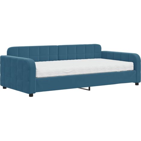 vidaXL Divano Letto con Materasso Blu 100x200 cm in Velluto (1/5)