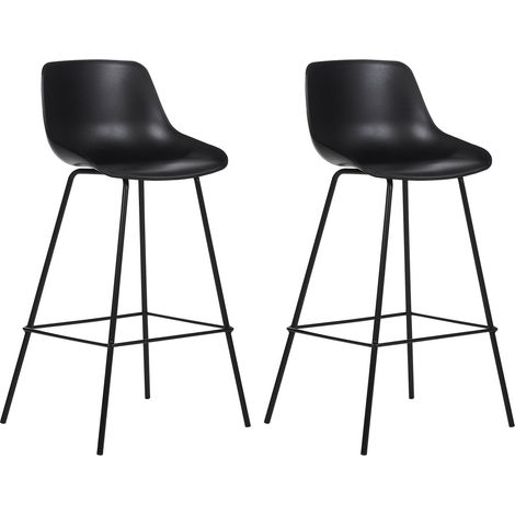 Set di 2 sedie da bar Sgabelli da bar altezza banco Seduta in plastica Gambe in metallo Nero Emmet