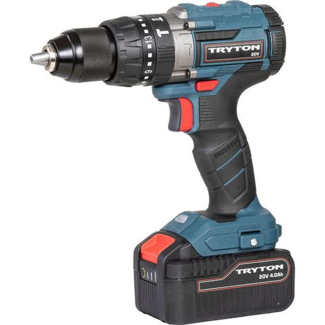 Tryton Taladro atornillador inalámbrico 20V con motor sin escobillas