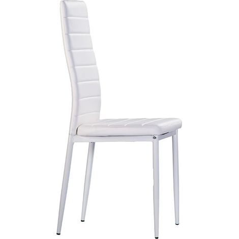MOMMA HOME Set de 4 Sillas - Modelo Clara - Color Blanco - Material Ecopiel/Metal - Medidas 41 x 47 x 98 cm (1/5)