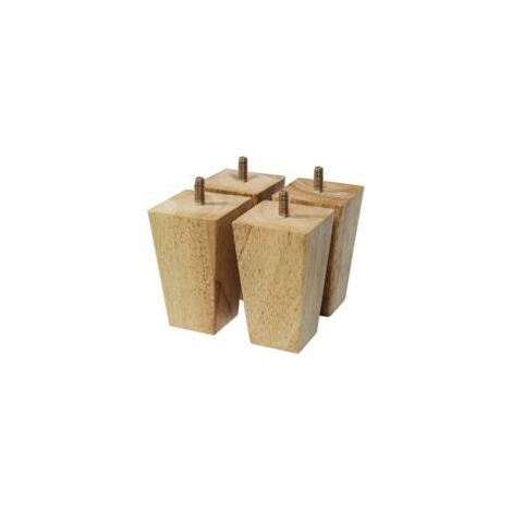 Ensemble de 4 pieds de meubles en bois massif, pieds de canapé avec vis M8, hauteur 10 cm, style carré (1/4)