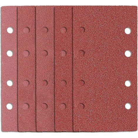 VURAHOME - 50 Pièces Papier Abrasif pour Ponceuse Rectangulaire 185 x 93mm, 8 Trous Feuilles Abrasives Delta Pour Ponçage, Grain 40 60 80 120 180 en Oxyde d'Aluminium pour Poncer/Polir avec Ponceuses  (1/5)