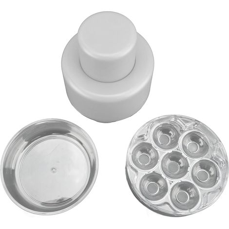 Dénoyauteur à cerises multifonctionnel à 7 trous avec système de dégagement rapide, outil de cuisine multifonctionnel pour retirer les cœurs de cerises, blanc. (1/5)