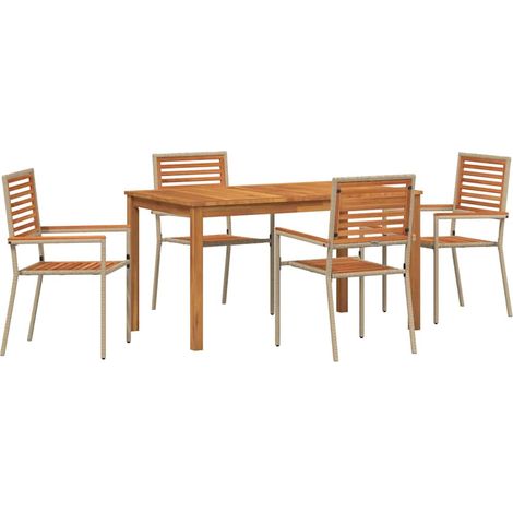 Maison Exclusive - Set da Pranzo per Giardino 5 pcs Beige Legno di Acacia Massello