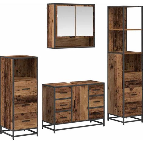 Maison Exclusive - Set di mobili per il bagno con cassetto 4 pcs Legno vecchio