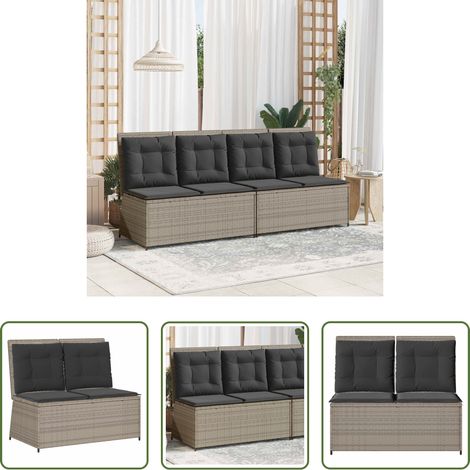 vidaXL Gartenbank Hellgrau - Gartenbank Hellgrau Poly-Rattan (1/5)