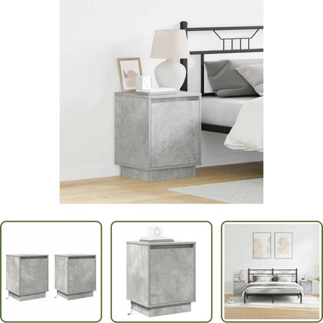 vidaXL Betonfarbe - Nachttisch 2 pcs Beton Grau 39 x 34,5 x 50 cm Holzwerkstoff (1/5)