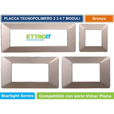 Placca compatibile Vimar Plana 3 moduli plastica colore bronzo Ettroit EV83310