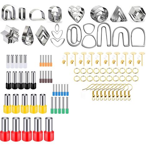 Emporte-pièces pour pâte polymère DIY, formes pour bijoux avec cartes boucles d'oreilles et sachets plastique (1/5)