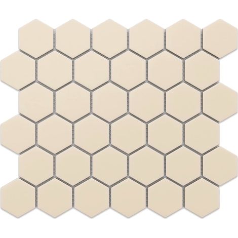 Mosaico in ceramica su rete per bagno e cucina  32.3cm x 27.7cm - Beige hive (1/5)