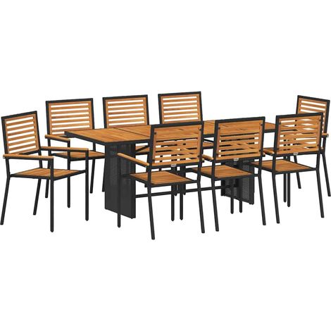 Maison Exclusive - Conjunto de Comedor de Jardín 9 pcs Negro y Ma (1/5)