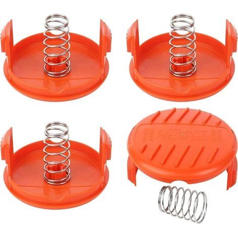 4 Pièce Capuchon de Bobine Tondeuse,Capuchon de Bobine,Tondeuse Capuchon de Bobine Ressorts,Couvercle de Bobine pour Coupe Bordures,pour tondeuses à gazon Black Decker, RC-100-P (1/5)