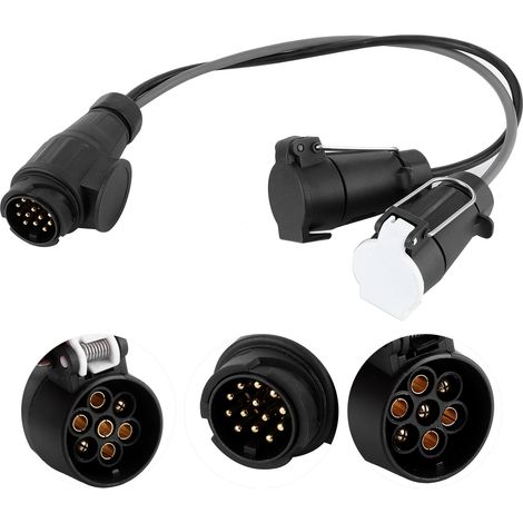 Adaptateur de connexion pour remorque 13 broches vers 7 broches N et S, prise pour caravane (1/5)