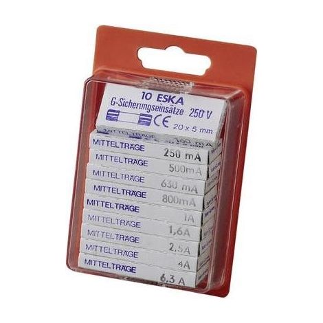 ASSORTIMENT DE FUSIBLES ESKA 121.0.8 5 MM X 20 MM SEMI-TEMPORISÉ -MT- CONDITIONNEMENT 100 PC(S)