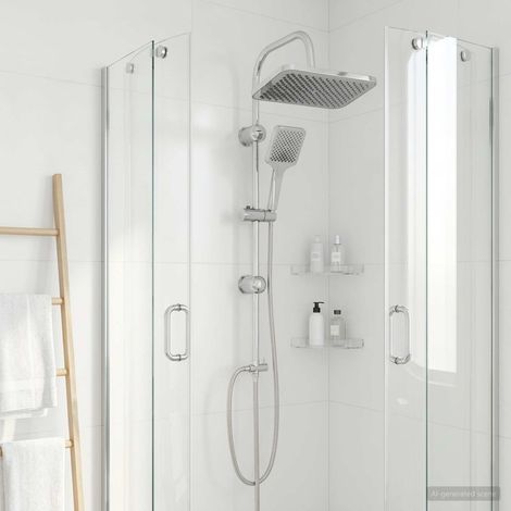 vidaXL Sistema doccia con soffione Cromato Acciaio Inox (1/5)