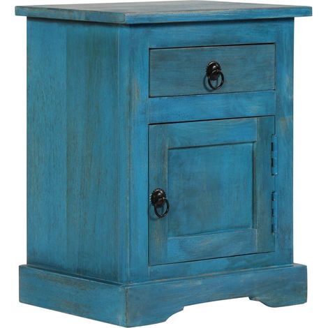 Nachttisch Massivholz Mango 40x30x50 cm Blau